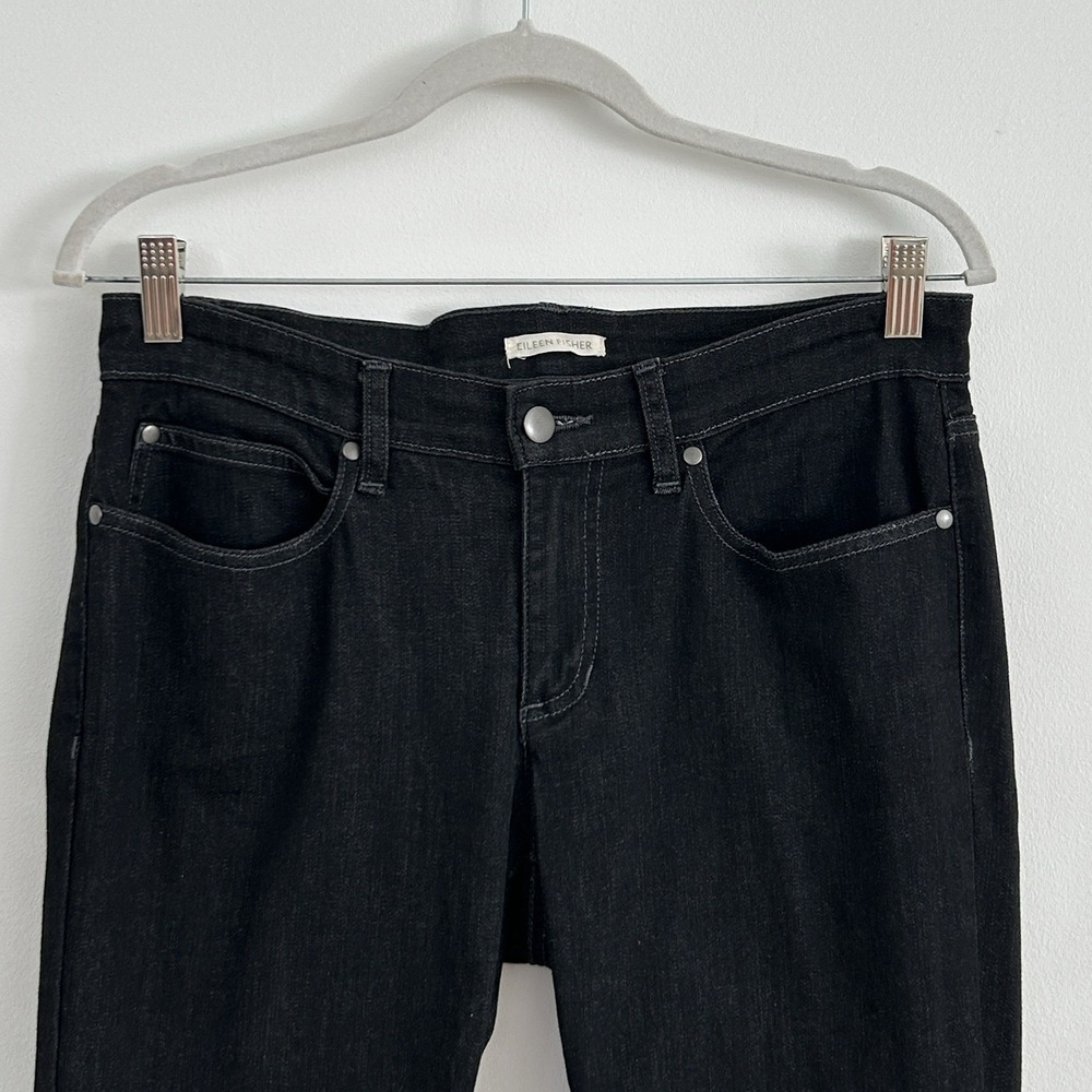 Eileen Fisher Women Size 6 Black Organic Cotton Skinny Legs Stretch Denim Jeans - Picture 4 of 13